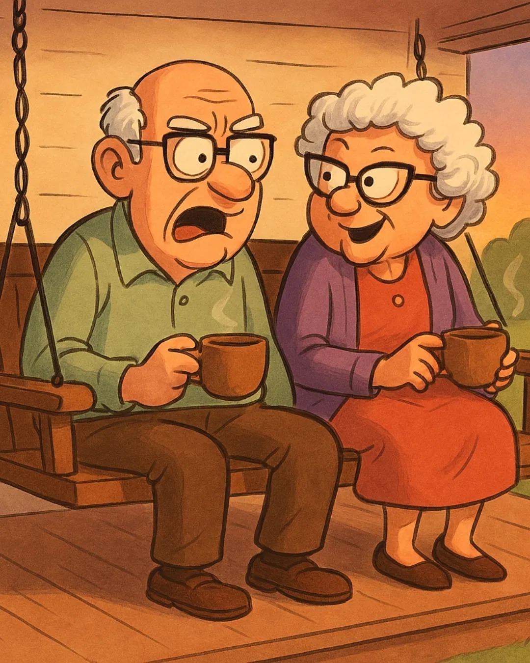 JOKE OF THE DAY: An elderly couple, Bert and Edna, are sitting on the porch swing one quiet Sunday evening. They\’ve been married for 55 years. The sun is setting, the birds are chirping, and they\’re both sipping lukewarm tea, watching squirrels fight over a Cheeto in the yard. Out of the blue, Edna sighs and says, “Bert, let’s talk about our bucket lists.” Bert raises an eyebrow. “Bucket lists? Edna, I’m 87. My list is down to ‘wake up tomorrow and remember where I put my pants.’” Edna chuckles. “No, I’m serious. Before we go, we should each do something we’ve always wanted to do but never had the chance.” Bert thinks for a moment. “Alright, fine. I’ve always wanted to go skydiving.” Edna\’s eyes widen. “Skydiving?! Bert, the last time you bent down to tie your shoe, you passed out for three minutes.” Bert shrugs. “Well, if I die mid-air, just let me land in the neighbor\’s garden. I’ve always wanted to haunt him.” They laugh, and Edna nods. “Okay, okay. You go skydiving. I’ll do mine too.” Bert squints. “And what’s yours?” Edna suddenly gets this mischievous sparkle in her eye — the same one she had back in 1965 when she “accidentally” dropped Bert’s bowling trophy out the car window during an argument. “I’ve always wanted to confess something to you, Bert.” Bert gulps. “Confess what?” Edna leans closer and whispers, “You know how your favorite recliner always mysteriously leaned to the left for 20 years?” Bert nods. “Yeah, blamed the dog. Poor thing limped for weeks.” Edna smiles. “Well, it was me. I jammed a spatula in the bottom after you spilled grape soda on my new curtains in ’89.” Bert gasps. “You monster!” Edna giggles. “And remember that time the remote kept changing the channel to the Hallmark channel, no matter what button you pressed?” Bert blinks. “You said it was haunted!” Edna smirks. “Nope. I glued a penny inside the battery compartment to short-circuit it. You never missed a single Christmas romance movie for five straight years.” Bert’s mouth drops open. “Why would you do that?!” Edna sips her tea, serene. “Because payback, dear, is best served with mistletoe and slow-motion snowball fights.” After a long pause, Bert leans back in the swing and says, “You know what, Edna? I’ve got a confession too.” ⬇️ (Continuation in first comment)😂👇