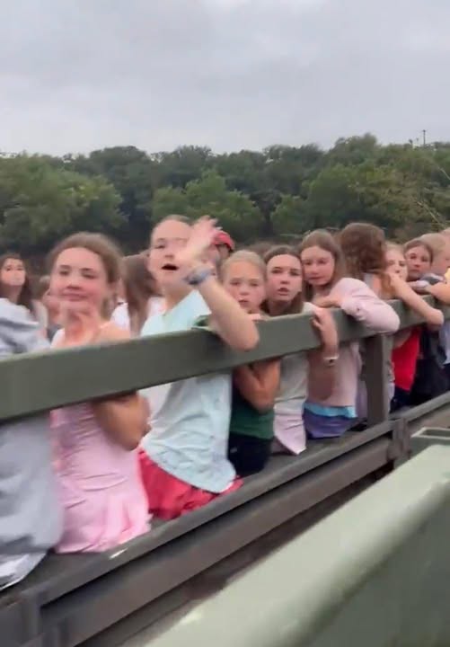 Death toll from Texas floods reaches 70, over dozen of children remain missing as the search entered the 3rd day…🙏🙏🙏 Photo: A Texas national guard truck rolls by with the back cargo area full of rescued girls from the campground that was wiped out by the flood there.