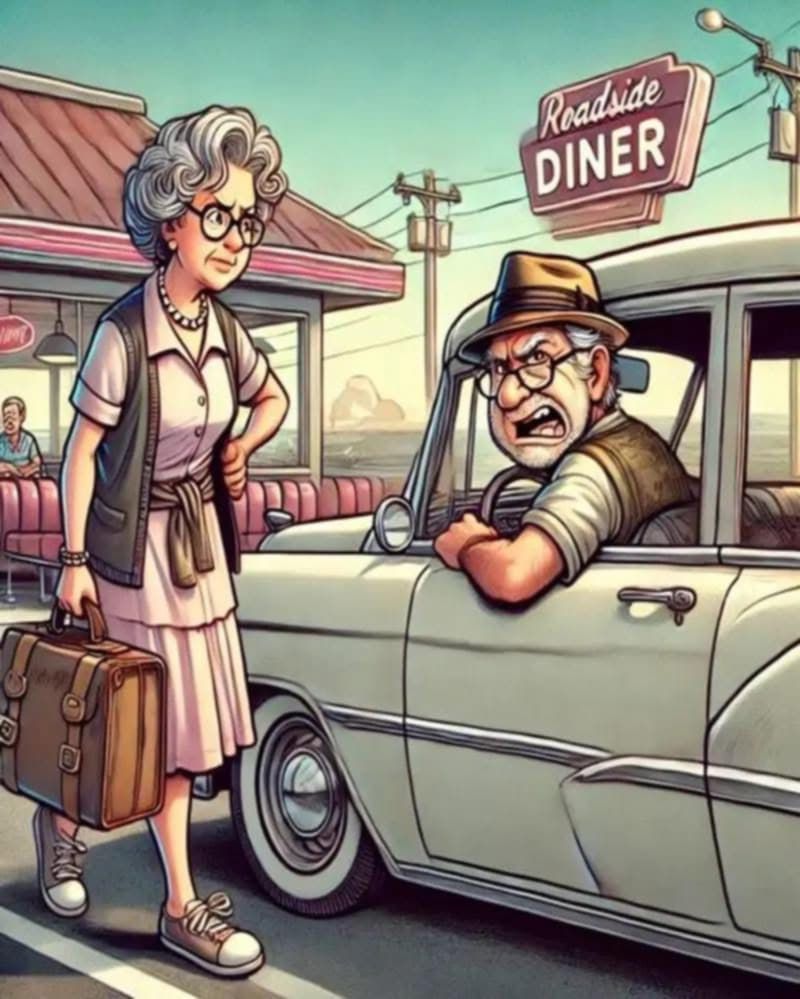 While on a road trip, an elderly couple decided to stop at a roadside diner for lunch