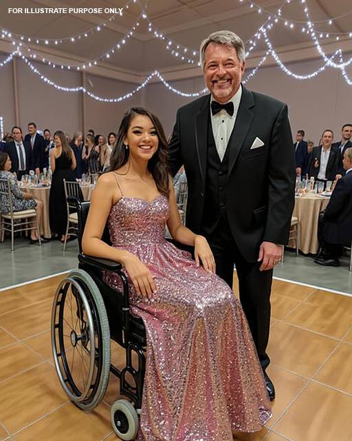 I Went to Prom in a Wheelchair with My Dad — What Happened the Next Day Brought Us Both to Tears === When a disabled teen is left heartbroken without a date to prom, her devoted father steps in, determined not to let her miss out on the special night. What begins as a gesture of love soon captures the hearts of everyone around them. But the true surprise comes the next day—when an unexpected reward for his selfless act changes both their lives forever. “Isla, look! Your dad’s here!” The words pierced through the heavy silence surrounding the churchyard. Seventeen-year-old Isla stood beside her mother’s coffin, her cheeks streaked with tears. She turned slowly, unsure of what to expect. There he was—James, the man her mother had spent years painting as a villain. Her father. Her mother, Sandra, and James had divorced when Isla was just seven. Ever since then, her contact with her dad had been nothing but court-mandated child support checks and bitter accusations. He looked older, with grayer stubble and calloused hands. But his eyes… those hadn’t changed. They softened the moment they met hers. “Hey, sweetheart,” James said gently, stepping closer and wrapping her in an awkward but sincere hug. Then he stepped to the casket and laid a simple wreath. “Sir, is that your truck?” one of the guests interrupted, frowning. “It’s blocking half the driveway.” James glanced back at his dusty rig. “Yeah, that’s mine. Sorry, I just saw my daughter for the first time in ten years. I’ll move it right now. Thanks for understanding.” Isla stood quietly, taking in the interaction. For all the stories her mother had told about James being unreliable or drunk, he didn’t seem like that man. She didn’t feel any anger—just a dull ache where a relationship should have been. After the funeral ended and the guests trickled away, James helped Isla pack her things into his truck. “I’m taking you home,” he said simply. She hesitated, her voice tight. “I can’t leave this house. It’s all I have left of her.” James’s jaw clenched, but his voice remained gentle. “I know. But you shouldn’t be alone right now.” Isla didn’t argue. Though her heart was heavy, her legs were even heavier—literally. Since developing a degenerative condition in her left leg at age six, Isla had limped her way through life. Some days she managed on crutches. Most days, she needed her wheelchair. Two days later, Isla found herself in a small, messy house that smelled faintly of motor oil and burnt coffee. James had cleaned it up as best he could. He even gave up his bedroom, bought her a fluffy new mattress, and installed a ramp to the front porch. He didn’t always know what he was doing—he Googled how to braid her hair, burned spaghetti twice, and once left her hoodie in the dryer so long it shrunk—but Isla began to see his efforts for what they were: love in motion. The only thing that confused her was James’s nightly disappearances. Every night after dinner, once she was asleep, James would slip out. Isla remembered what her mother used to say: Your father’s out drinking again. That’s all he ever does. She didn’t want to believe it, but when she came home from school one afternoon to find the door locked and a note scrawled on the porch—“Keys under the pot. Back soon. –Dad”—she felt a stab of disappointment. She made herself pasta, ate alone, and left a bowl for James. That night, she lay in bed crying. “If I weren’t broken,” she whispered into her pillow, “maybe I’d have a prom date.” Her high school prom was only days away, and everyone had someone. Everyone but her. She’d even mustered the courage to ask a few boys if they’d dance with her, only to be laughed at. Who would want to dance with the girl in the wheelchair? James got home around midnight and found her curled into a ball, trying to muffle her sobs. “What’s wrong, sweetheart?” he asked, rushing to her. “I don’t have a date for prom,” she sobbed. “No one wants me there, Dad. Not like this.” She turned away, burying her tears in the pillow. James didn’t say a word. But the next day, he came home with a dress. It was deep navy blue with a shimmer that reminded Isla of starlight. She gasped when she saw it. “Try it on,” he said with a proud grin. “Why?” she asked, confused. “I’m not going.” James smiled. “You are. With me.” On prom night, as seniors and their dates arrived in sleek cars and glittering gowns, the roar of a truck engine turned heads in the parking lot. James hopped out in a worn suit jacket and faded jeans. From the back of the truck, he gently lifted Isla’s wheelchair and helped her down, adjusting the dress over her lap with care. They rolled down the red carpet together—father and daughter. Whispers rose from the crowd. Some kids stared. Others smiled. And then James wheeled Isla onto the dance floor. The music swelled. James leaned down. “Ready?” She laughed nervously. “For what?” “For this.” … (continue reading in the 1st comment)