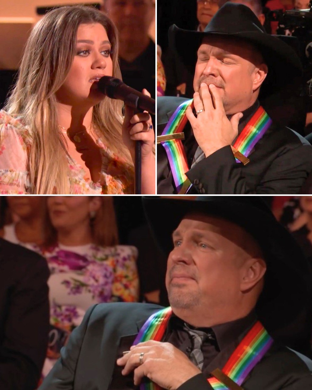 Garth Brooks tried to hold back tears, whispering, “I’m not crying…okay, maybe I am,” while Kelly Clarkson sang “The Dance” with all her heart at the 43rd Kennedy Center Honors. The usually commanding performer became the audience of his own emotions, visibly moved by Clarkson’s raw and respectful tribute. The moment captured why the song has meant so much to him over the years. (check in the first comment👇)