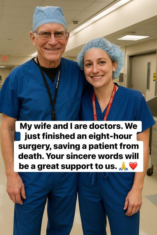 Husband-and-wife doctors saved a life after an eight-hour surgery. 🙏❤️👉 Full story in the first comment