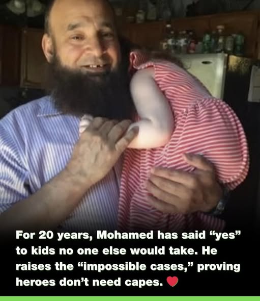 For 20 years, Mohamed has said “yes” to children no one else could help — the fragile, the sick, the “impossible cases.” 💛 Every night, he reads bedtime stories to his daughter who cannot walk, talk, or see, holding her close so she feels his love. Some heroes don’t wear capes — they stay, they care, they give hope where no one else will. 📌 Full story in the comments.