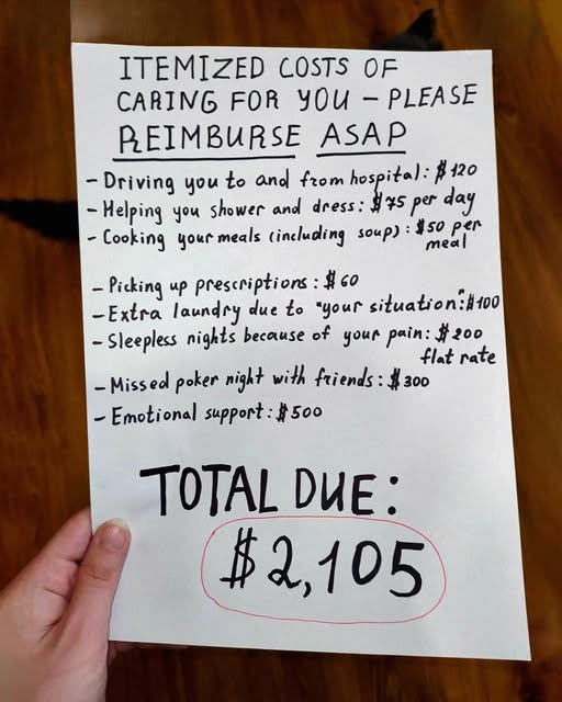 I FOUND A “BILL” FOR TAKING CARE OF ME TAPED TO THE FRIDGE AFTER SURGERY — SO I TAUGHT MY HUSBAND A LESSON HE’LL NEVER FORGET 😳💔 He charged me for my own pain… and he had no idea what was coming next. 👇