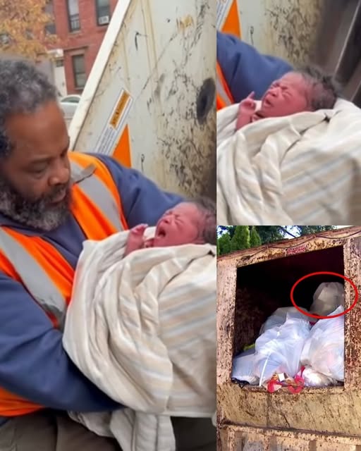 Samuel was seconds away from pulling the compactor lever when he heard it — a thin, desperate cry coming from inside the truck. Not trash. Not an animal. A baby. He scrambled up, tore through the bags, and found a newborn stuffed inside a duffel bag, wrapped in a filthy towel, ice-cold and screaming. “Oh God…” he whispered, lifting the tiny body into his arms. He pressed the baby against his chest, warming him with shaking hands. “It’s okay. I’ve got you now,” he said, voice breaking. When paramedics arrived, one told him quietly, “If you’d pulled that lever… he wouldn’t be here.” Samuel just stared at the empty duffel bag, realizing how close this child came to being gone forever. Someone threw him away. Samuel saved him. 📌 Full story in the comments.