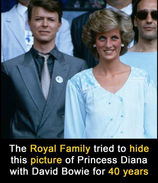 The Royal Family didn\’t want anyone to see this picture of Diana and David Bowie😳 Look closely at the picture, the reason for their nervousness is apparent… 👇