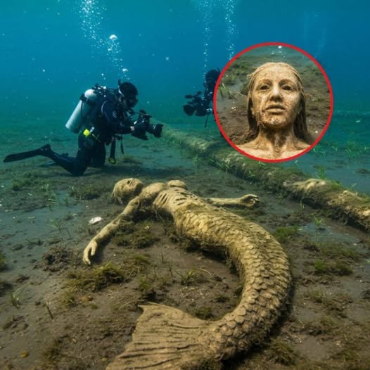 BREAKING NEWS: Divers Discover Mummified Mermaid Deep Underwater! 🧜‍♀️🌊A team of divers has reportedly found a preserved mermaid-like figure deep beneath the ocean, sparking global curiosity and debate over its authenticity…more in comment 🍸💝⚡