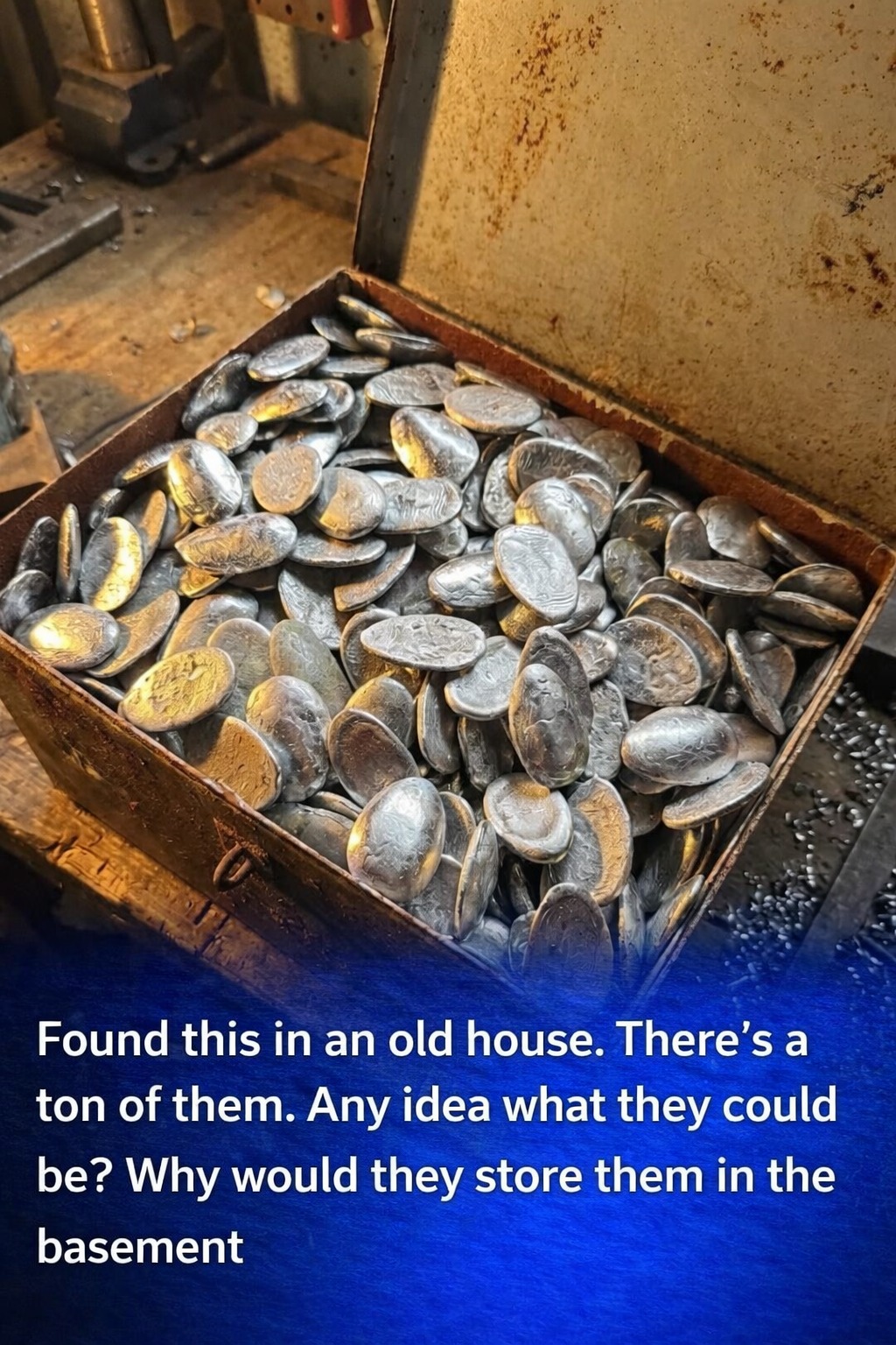 Found this in an old house. There’s a ton of them. Any idea what they could be? Why would they store them in the basement” Check the comments Details in the comments