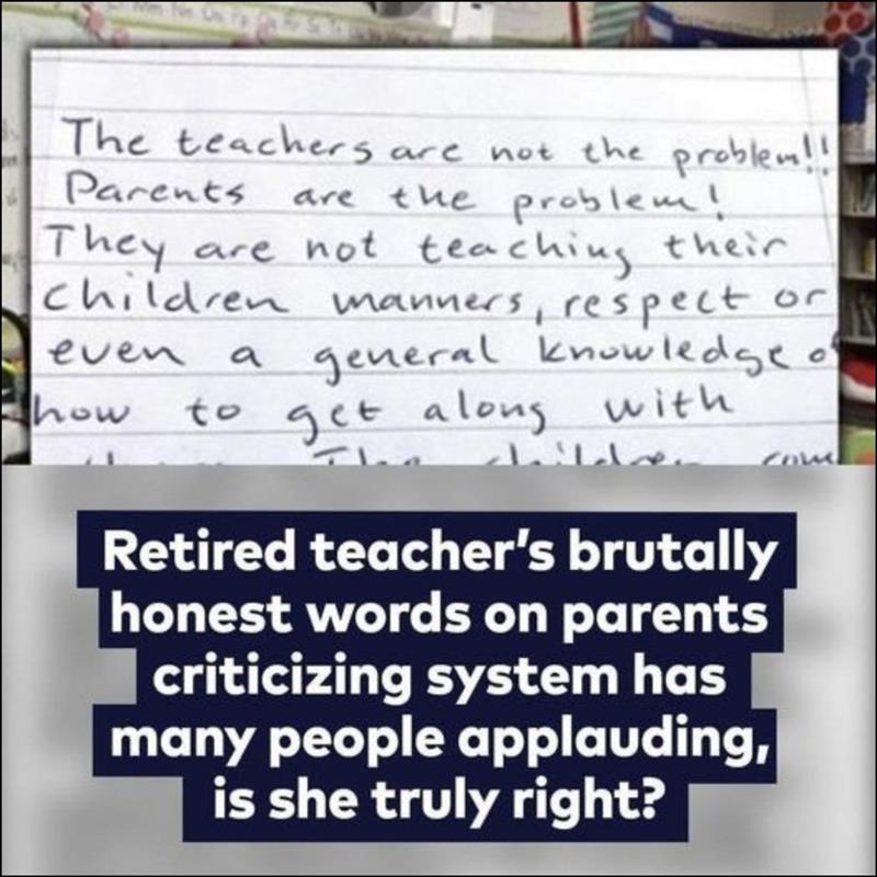 A retired teacher’s blunt message to parents sparks massive online reaction. (Check In First comment👇)