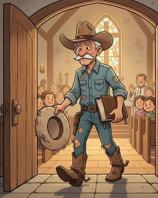 An Old Cowboy Walked Into a Fancy Church — What the Preacher Asked Him After the Service Left Everyone Speechless 😮🙏