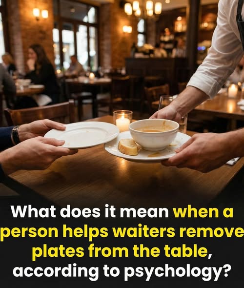 What psychology reveals when someone helps the waiter clear the table. Check 1st comment 👇