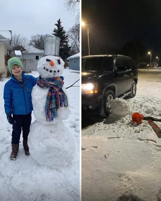 My Neighbor Kept Running Over My Son’s Snowmen ❄️🚗—So One Night, My 8-Year-Old Set a Trap That Taught a Grown Man a Painful Lesson About Respect…👇