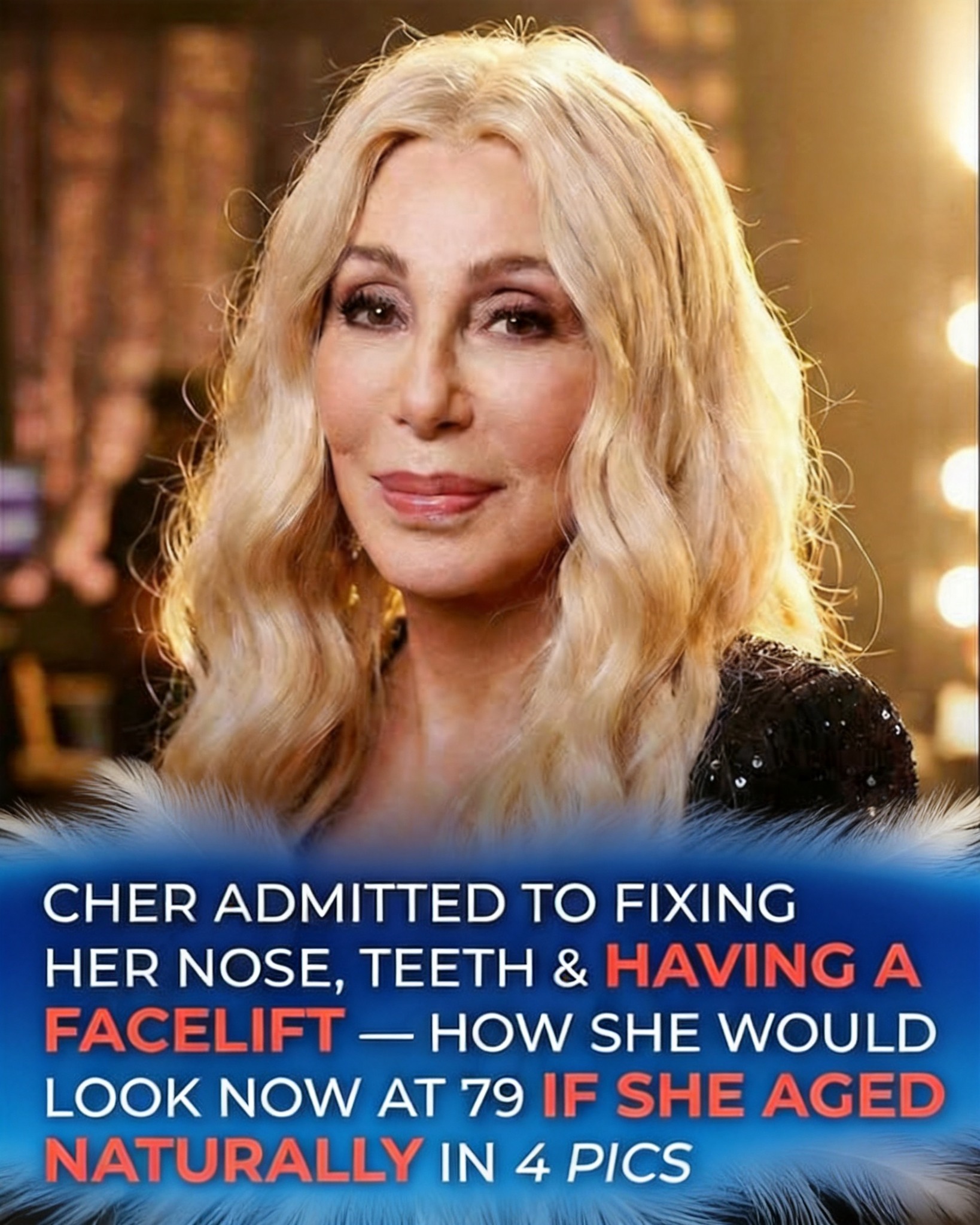 “Yes, I have had a facelift, but who hasn’t?” 😳 Cher is pretty open about what work she did to her face — and what didn’t. How her face transformed through the years, and how she would look now, imagined by AI in 40+ pics. ⬇️